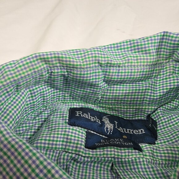 Ralph Lauren Blake Mens Large Green Plaid Button Down Shirt Casual Formal - Picture 5 of 10